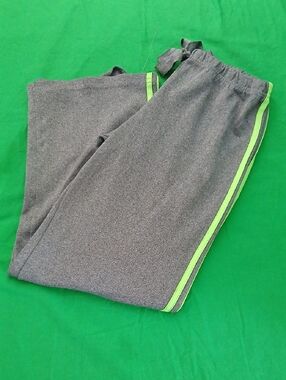 Gray Track Joggers with Neon Green Stripe